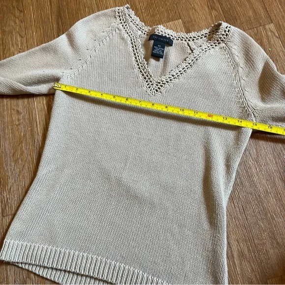 SOLD The Limited Beige V-Neck Sweater with Knit Detail and Bell Sleeves - Picture 5 of 6